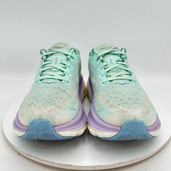 Hoka One One W Clifton 9 Women Size 9B 1127896 SOLM Sunlit Ocean Lilac Mist Shoe - Picture 2 of 11